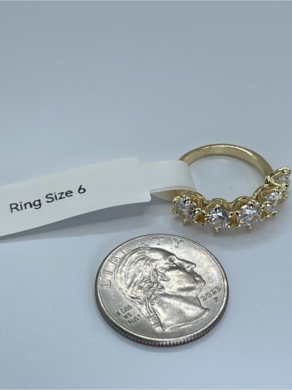 Swarovski Crystal Elements White Crystal Half Eternity Band Ring Sz 6 Glam